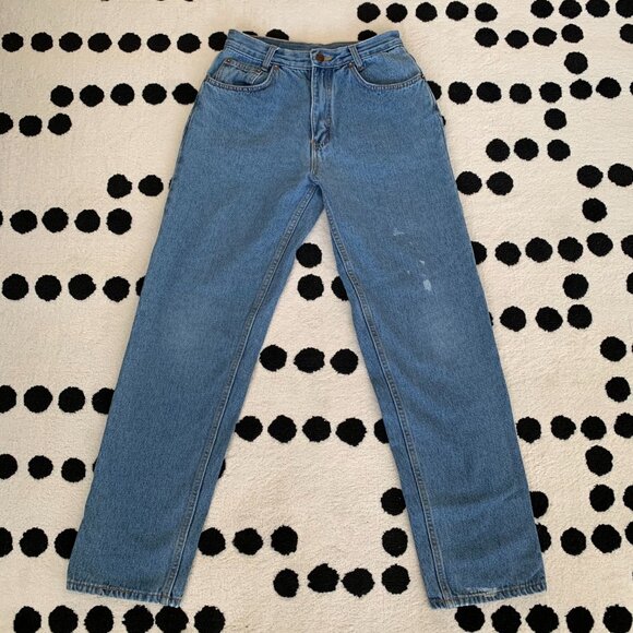 Vintage 90s LA Blues Mom Jeans 16 High Rise Faded Distressed Denim Tapered Leg - Picture 2 of 13